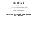 Cover page of the Harbour Project Financial Statements for the year ended 31st March 2024, supporting Swindon refugees and asylum seekers.